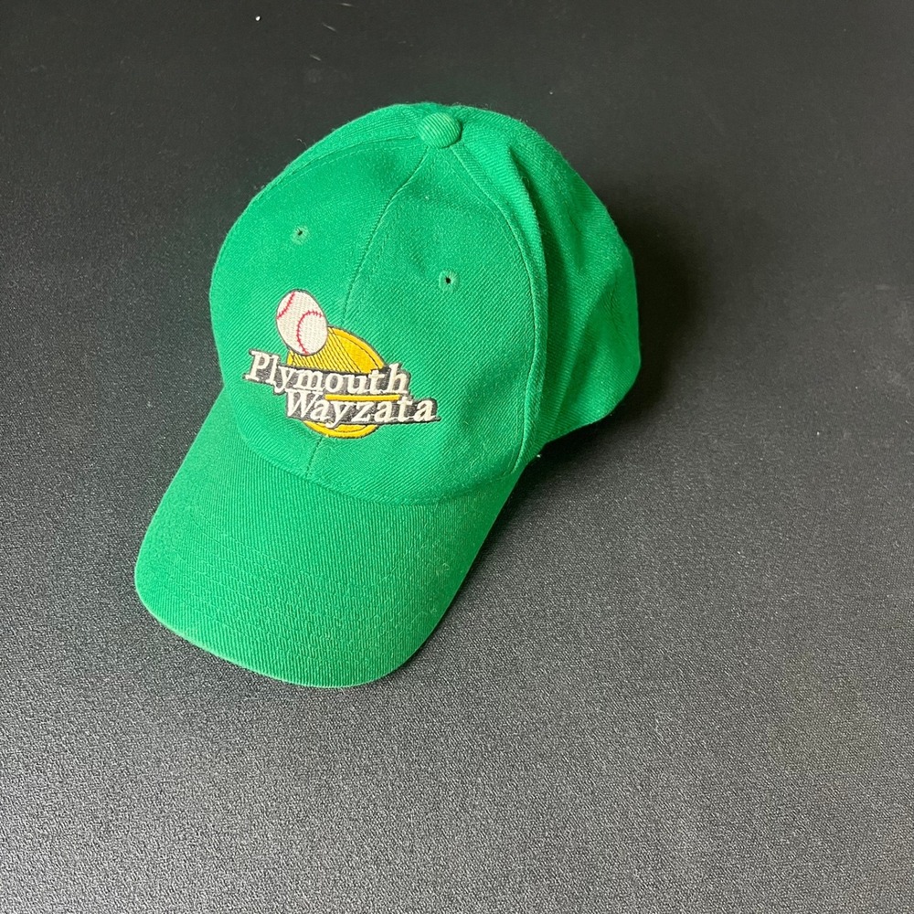 Vtg OC Plymouth Wayzata Baseball Cap Green Snapback Hat Wool Blend Retro Sport